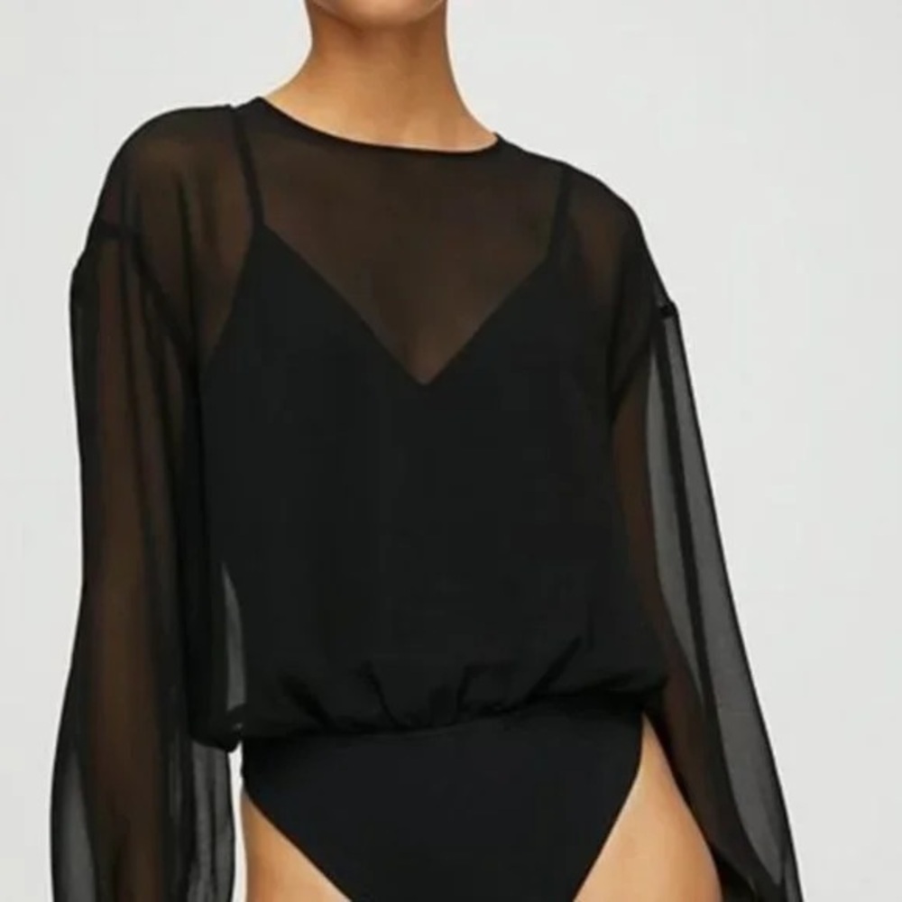 Wilfred Talmont Black Long Sleeve Bodysuit Blouse Size XS - Picture 2 of 8
